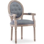 Fauteuil mdaillon capitonn louis xvi tissu gris