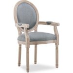 Fauteuil mdaillon louis xvi - gris - tissu - pied en bois naturel - avec accoudoirs