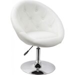 Fauteuil oeuf capitonn� design cuir pu chaise bureau blanc fal09001
