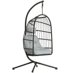 Fauteuil oeuf suspendu - balan�oire de jardin - outsunny - pliable avec support coussin 15cm et appui ...