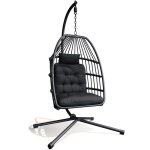 Fauteuil oeuf suspendu jardin - bealife - panier pliable - structure en acier - tissage rotin synth�tique ...