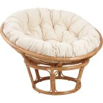 Fauteuil papasan en rotin - essentiel - ecru - beige - 1 place - avec accoudoirs