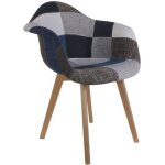 Fauteuil patchwork bleu gris