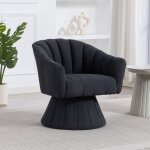 Fauteuil pivotant 360� - langtu - chaise design ergonomique - velours c�tel� gris fonc� - mousse haute ...