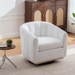 Fauteuil pivotant � 360� pi�tement en m�tal chaise dappoint de salon tissu chenille adapt� au salon et ...