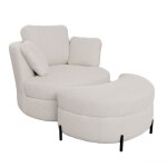 Fauteuil pivotant 360� avec repose - pieds chaise lounge confortable avec base m�tallique et coussins ...