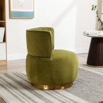 Fauteuil pivotant 360� velours vert olive - chaise lounge moderne & confortable - structure bois robuste ...