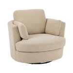 Fauteuil pivotant rond 109x100x89 cm en tissu beige