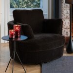 Fauteuil pivotant rond 109x100x89 cm en tissu marron fonc