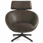 Fauteuil pivotant en simili cuir avec pi�tement en m�tal marron - poltrona da camera - debbie