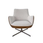 Fauteuil pivotant stella cuir / bouclette cognac / beige - livin24 - scandinave - moderne - relaxation ...