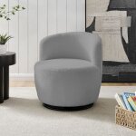 Fauteuil pivotant en tissu bouclette gris clair - sherpa