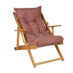 Fauteuil pliant en bois 3 positions - coussin en tissu gris tourterelle