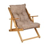 Fauteuil pliant en bois 3 positions - coussin en tissu gris tourterelle