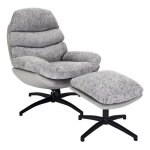 Fauteuil avec pouf william 99cm gris