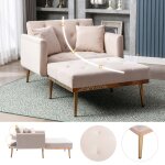 Fauteuil relax 165�90�77 cm fauteuil convertible avec accoudoirs et dossier r�glable velours beige