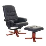 Fauteuil de rela par ation tv inclinable rotatif avec repose - pieds en simili cuir noir