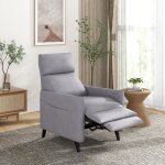 Fauteuil relax costway avec dossier inclinable et repose - pieds housse en tissu de lin2 poches lat�ral ...