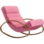 Fauteuil relax design en fer forg� et velours rose - kirkcaldie - l. 61 x p. 111 x h. 81 cm