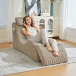 Fauteuil relax ergonomique en velours c�tel� - mousse expansive poche lat�rale & coussin amovible - design ...