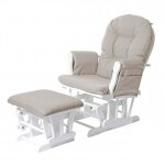 Fauteuil relax hwc - c76 fauteuil � bascule rocking - chair tissu - cr�me monture blanche