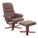 Fauteuil relax inclinable avec tabouret imitation daim marron 04 0002042