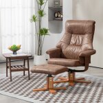 Fauteuil relax inclinable 135� pivotant 360� avec repose - pieds rev�tement microfibre marron