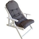 Fauteuil relax - relax - inclinable 3 positions - cadre blanc - coussin gris - pliant en bois