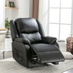 Fauteuil relax inclinable manuel 80 x 90 x 100 cm ? rev�tement pu noir pour salon / chambre poche lat�rale ...
