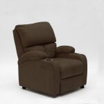 Fauteuil relax inclinable le roi du relax - lucrezia - marron - microfibre de velours - accoudoirs - ...