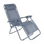 Fauteuil relax de jardin en acier et textil�ne inclinable bleu fonc� - oviala