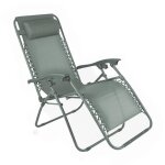 Fauteuil relax de jardin en acier et textil�ne inclinable vert gris - oviala