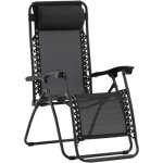 Fauteuil relax de jardin pliant en aluminium noir