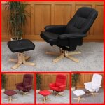 Fauteuil relax m56 avec pouf - simili - cuir - crme - adulte - relaxation - contemporain - design