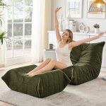 Fauteuil relax en peluche - vert - 100x90x70 cm - mousse haute densit� - dossier inclinable - repose ...