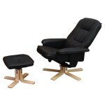 Fauteuil relax / de relaxation m56 avec pouf simili - cuir ~ noir