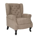Fauteuil relax en tissu bergere inclinable avec repose - pieds marron Fauteuil relax en tissu bergere inclinable avec repose - pieds marron