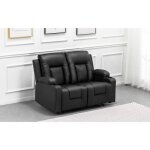 Fauteuil relaxant massantfauteuil salon pivotant en cuir noir - 2 places