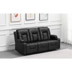 Fauteuil relaxant massantfauteuil salon pivotant en cuir noir 3 places Fauteuil relaxant massantfauteuil salon pivotant en cuir noir 3 places