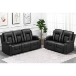 Fauteuil relaxant massantfauteuil salon pivotant en cuir noir 3 + 2 Fauteuil relaxant massantfauteuil salon pivotant en cuir noir 3 + 2