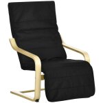 Fauteuil relaxant - repose - pieds r�glable - aspect lin - bois de bouleau - noir - 1 place