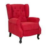 Fauteuil relaxant en tissu bergere inclinable avec repose - pieds rouge. Fauteuil relaxant en tissu bergere inclinable avec repose - pieds rouge.
