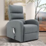 Fauteuil de relaxation �lectrique et releveur en tissu gris fonc�