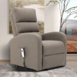 Fauteuil de relaxation �lectrique et releveur en tissu taupe