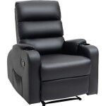 Fauteuil de relaxation inclinable homcom avec repose - pied ajustable revêtement synthétique noir Fauteuil de relaxation inclinable homcom avec repose - pied ajustable revêtement synthétique noir