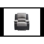 Fauteuil relaxation manuel 1 place microfibre et simili detente - gris et noir