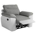 Fauteuil de relaxation manuel ross en tissu et simili - blanc / gris - l101 x p100 x h102cm - loungitude ...