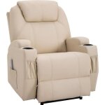 Homcom - fauteuil de relaxation massant - simili cuir - 82x97x110cm - crème Homcom - fauteuil de relaxation massant - simili cuir - 82x97x110cm - crème