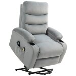 Fauteuil releveur inclinable massant et chauffant tissu aspect velours avec porte - gobelets pochette ...