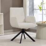 Fauteuil rembourr� fauteuil dappoint design moderne pivotant jusqu� 120 kg blanc cr�me